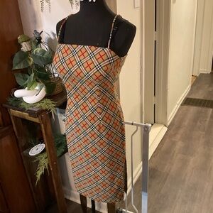 VINTAGE Rampage Plaid Midi Dress - Red, Yellow, Black